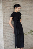 Melody Black Slim-Fit Cheongsam Dress