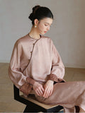 Emerald Crabapple Brown Jacquard Cheongsam Set