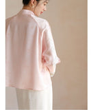 Pansy Jacquard Soft Pink Cheongsam Top