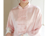 Pansy Jacquard Soft Pink Cheongsam Top