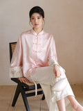 Pansy Jacquard Soft Pink Cheongsam Top
