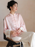Pansy Jacquard Soft Pink Cheongsam Top