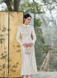 Marcelline White Polyester Cheongsam Dress