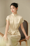 Winona Champagne Silk Cheongsam Dress