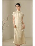 Winona Champagne Silk Cheongsam Dress