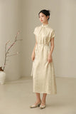 Winona Champagne Silk Cheongsam Dress