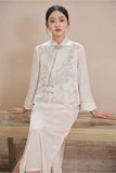 Mimosa Light Blue Jacquard Cheongsam Top