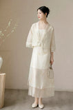 Kalina 2-Piece Embossed Overlay Cheongsam Set