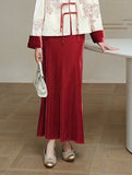 Ranunculus Velvet Red and White Cheongsam Coat