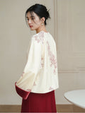Ranunculus Velvet Red and White Cheongsam Coat
