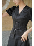 Octavia Black Slim Fit Cheongsam Top