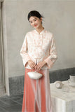 Larimar Light Powder Jacquard Cheongsam Coat