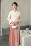 Larimar Light Powder Jacquard Cheongsam Coat