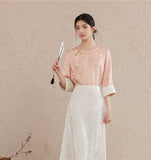 Gwen Pearl White A-Line Cheongsam Skirt