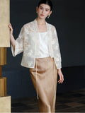 Allure Lace Embroidered Crabapple Brown Short Cheongsam Coat