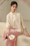 Gianna Jacquard Mulberry Silk Cheongsam Top