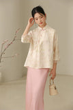 Gianna Jacquard Mulberry Silk Cheongsam Top