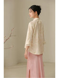Gianna Jacquard Mulberry Silk Cheongsam Top
