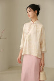 Gianna Jacquard Mulberry Silk Cheongsam Top