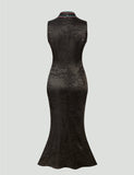 Belladonna Black Floral Jacquard Cheongsam Dress