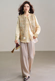 Aldebaran Apricot Yellow Jacquard Cheongsam Top