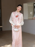 Liora Light Pink Embossed Floral Cheongsam Vest