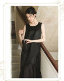 Adeline Black Silk Cheongsam Dress