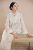 Mimosa Light Blue Jacquard Cheongsam Top