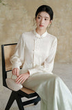 Cassandra White Embroidered Cheongsam Top