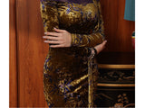 Maya Gold Lace Cheongsam Dress