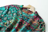 Jonquil Blue-Green Print Cheongsam Top