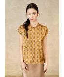 Natalia Gold Gourd Flower Cheongsam Top