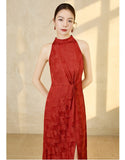 Leonora Red Jacquard Cheongsam Dress