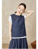 Desdemona Denim Blue Cheongsam Top