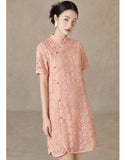 Sana Peach Orange Modern Cheongsam Dress