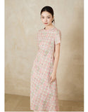 Andromeda Pink Vintage Floral Cheongsam Dress