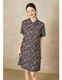 Stella Brown Cotton Vintage Cheongsam Dress
