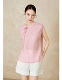 Interlude Pink Floral Jacquard Cheongsam Top