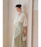 Carlotta Jade Green Lace Cheongsam Dress
