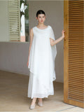 Viviana Wind White Ramie Cheongsam Dress
