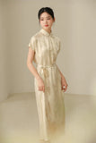 Winona Champagne Silk Cheongsam Dress
