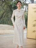 Marcelline White Polyester Cheongsam Dress