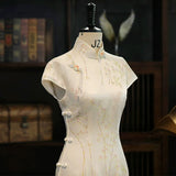Marigold Silk Floral Cheongsam Dress
