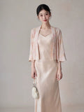 Freya Pink Satin Cheongsam Cardigan
