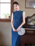Bliss Klein Blue Slim-Fit Cheongsam
