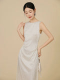 Ballad Cursive Jacquard Silk Cheongsam Dress