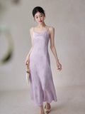 Silvana Purple Jacquard Cheongsam Dress