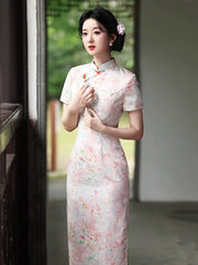 Serenity Pink Slim-Fit Cheongsam Dress