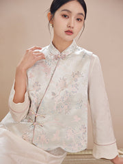 Mimosa Light Blue Jacquard Cheongsam Top