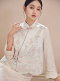 Mimosa Light Blue Jacquard Cheongsam Top